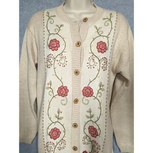 Tulchan Cardigan Cotton Sweater Women S Embroidered Floral Farm House Chic Boho